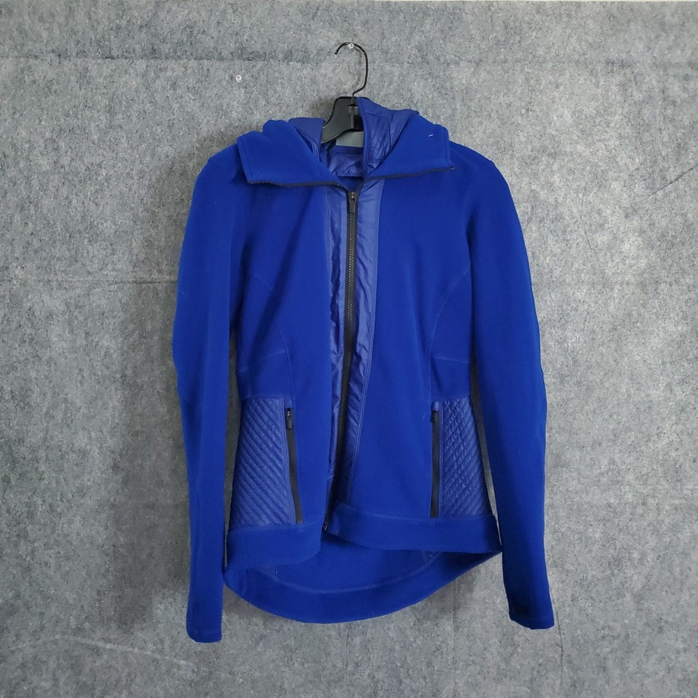 Athleta Womens Jacket Hoodie Size Small Verbier Royal Blue Hooded‎ Fleece Zip Up